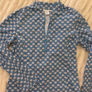 Sigrid Olsen Blue and White Floral Top